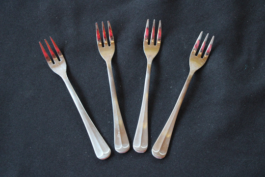 Vintage - Wf/Washington Forge Stainless Flatware Spirit Of America Lot 4 Cocktail Seafood Forks Good Condition