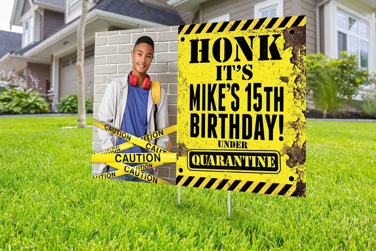 Happy Birthday Yard Sign, Honk Outdoor Sign, Quarantine Birthday , Digital File Only, Sign