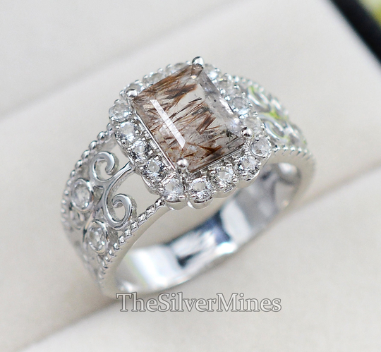 Natural Lepidocrocite Ring/ 925 Sterling Silver/ October Birthstone/ Designer Women Wedding Gift For Her/ Solitaire Ring