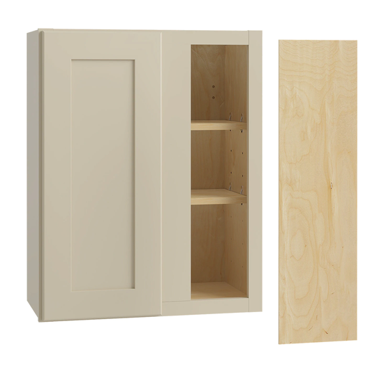Luxxe Cabinetry Norfolk 24-in W x 30-in H x 12-in D Blended Cream Painted Blind Corner Wall Fully Assembled Semi-custom Cabinet (Shaker Door Style)