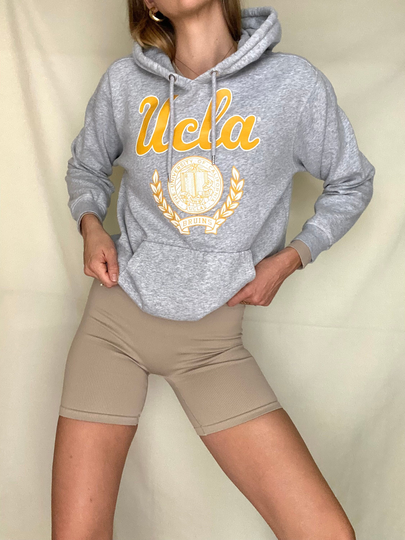 Preloved Ucla Bruins Grey Cotton Blend Collegiate Hoodie With Yellow Lettering