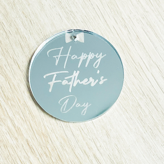 Happy Fathers Day Gift Tag, Charm, Happy Mirror Charm