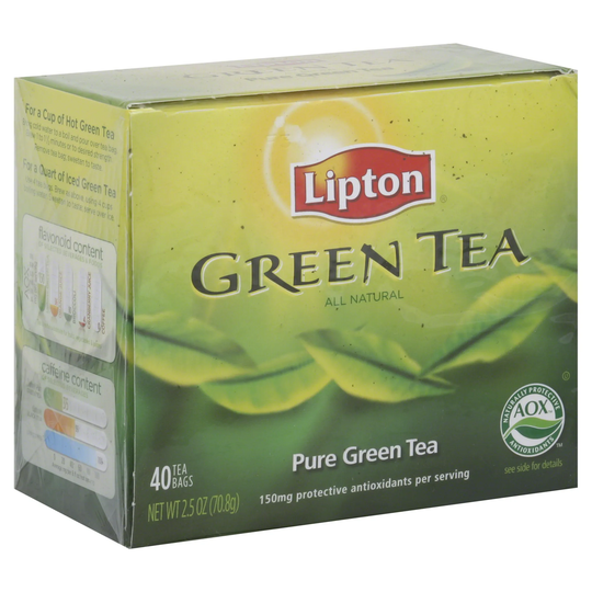 Lipton Green Tea Bags, Pure - 40 ct