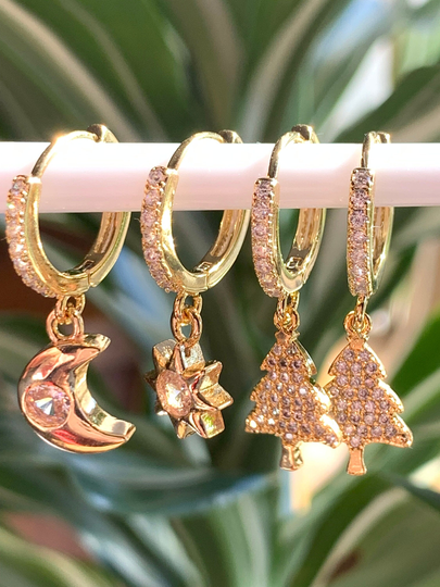 star & Moon Earrings/Tree Earrings/Dangle Earrings/Gift For Her