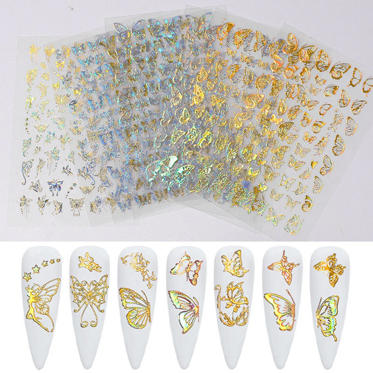 3D Gold Butterfly Quick Art Film, Nail Decal, Butterfly Nail Sticker, Nail Art Decorations, Nail Decorations(7003-521)