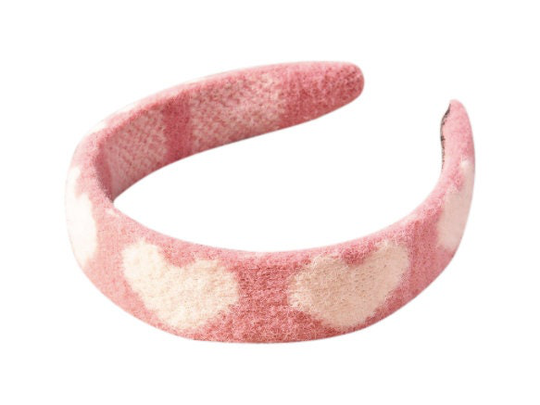 New Valentine's Day Headband, Heart Headband Galentine Headband, Pink & White