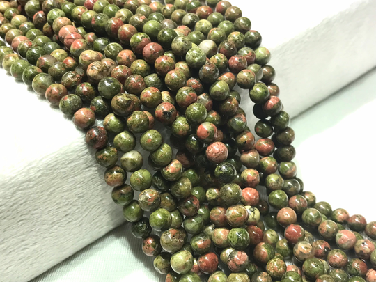 Unakite 8mm Beads, Jasper Green Brown Jasper, Mala Gemstone, Gemstone Nature Beads