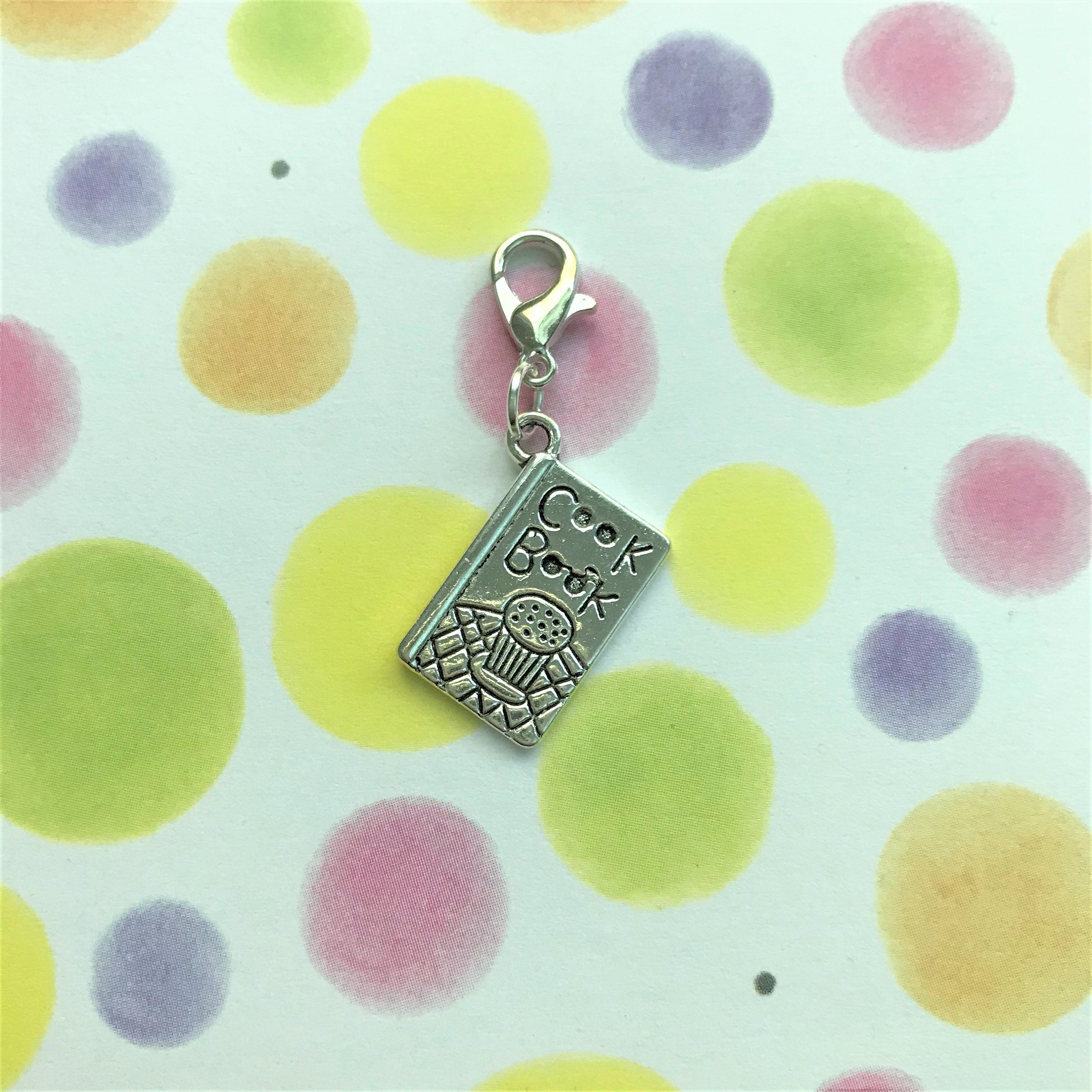 Cook Book Planner Charm, Journal Tn Clip, Charm Dangle, Jewelry, Crochet Marker