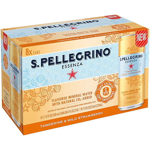 S.Pellegrino Essenza Lemon & Lemon Zest Flavored Mineral Water, 11.15 fl oz. Cans, 8/Pack (12394352)