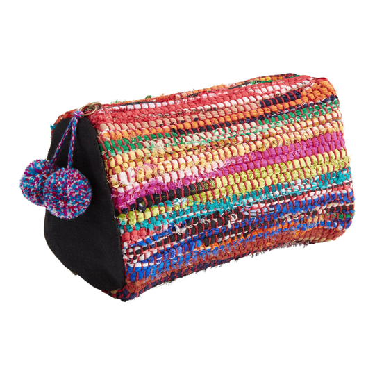 Multicolor Chindi Stripe Upcycled Zip Pouch by World Market
