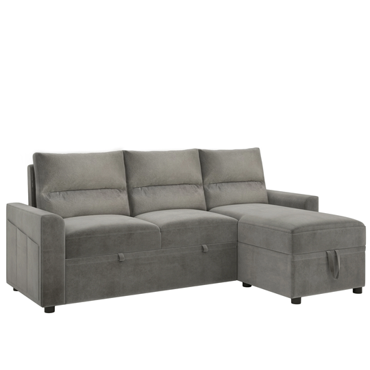 Clihome Pull-Out Sofa-Bed Modern Gray Polyester/Blend Sleeper | GTCH-2AEA107