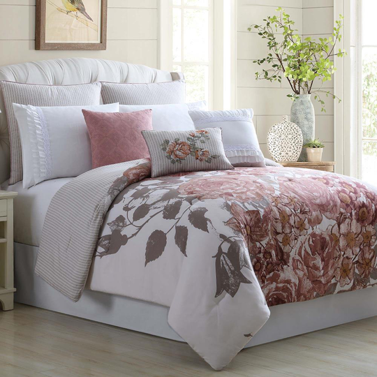 Amrapur Overseas Fiona comforter set Multi Reversible Queen Comforter (Blend with Polyester Fill) | 38EBJQCF-FIO-QN