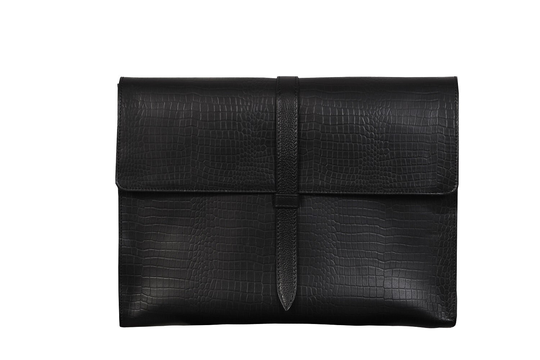 Executive Document Holder Bag, Handmade Crocodile Texture Messenger Cowhide Leather Laptop Case Tablet