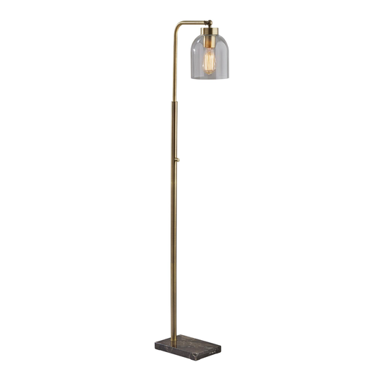 Brown Marble, Antique Brass and Glass Bristol Floor Lamp: Gold by World Market