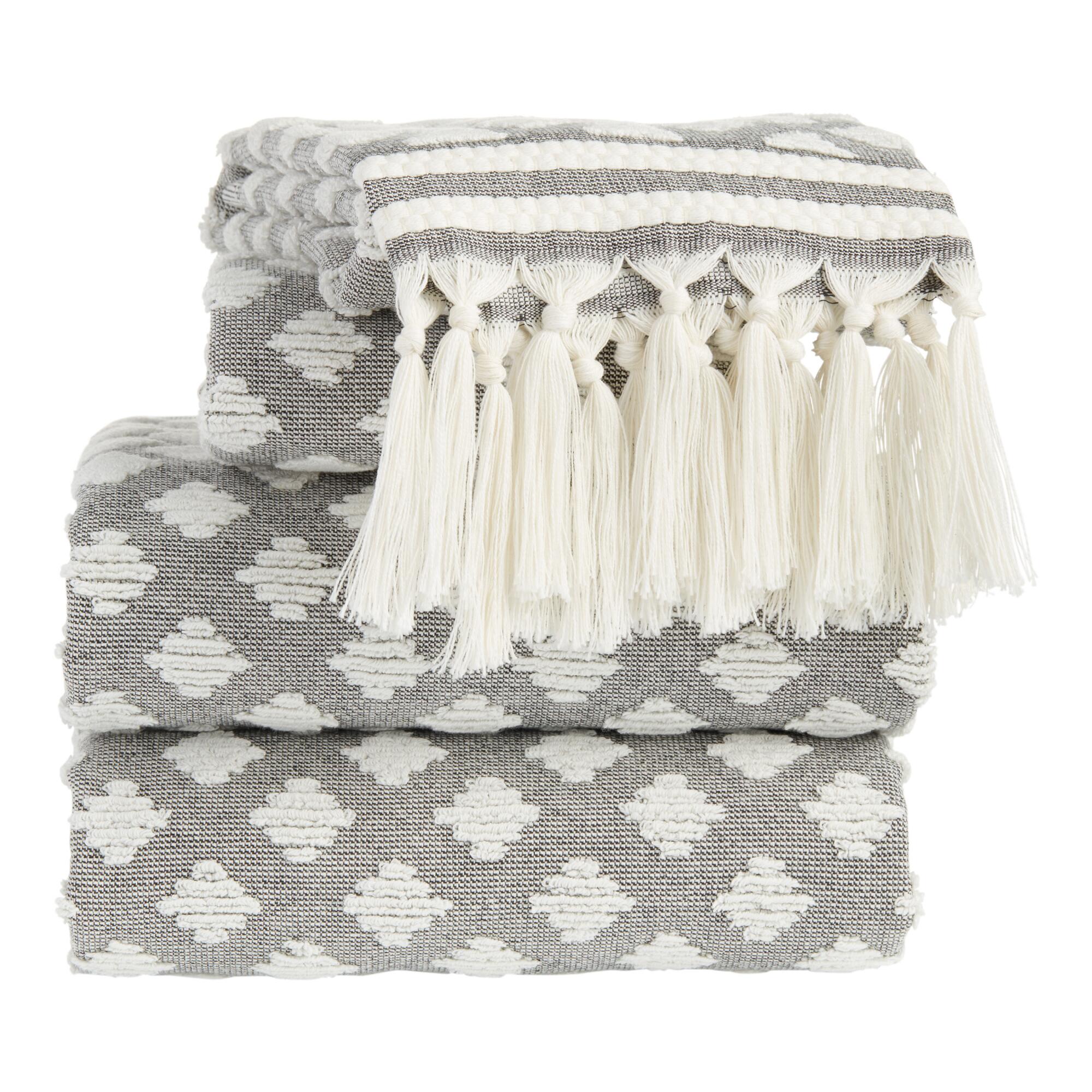 Black And White Sculpted Diamond Brea Towel Collection by World Market