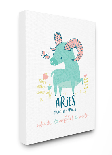 Stupell Industries Fun Modern Zodiac Aries Ram Heather Rosas 40-in H x 30-in W Print on Canvas | BRP-2276-CN-30X40