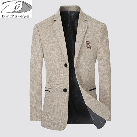 2022 New Men's Trendy Blazers Wool Blended Solid Color Single-Breasted Suit Jacket British Gentleman Casual Blazers Male 3XL - khaki, asian l is eur s