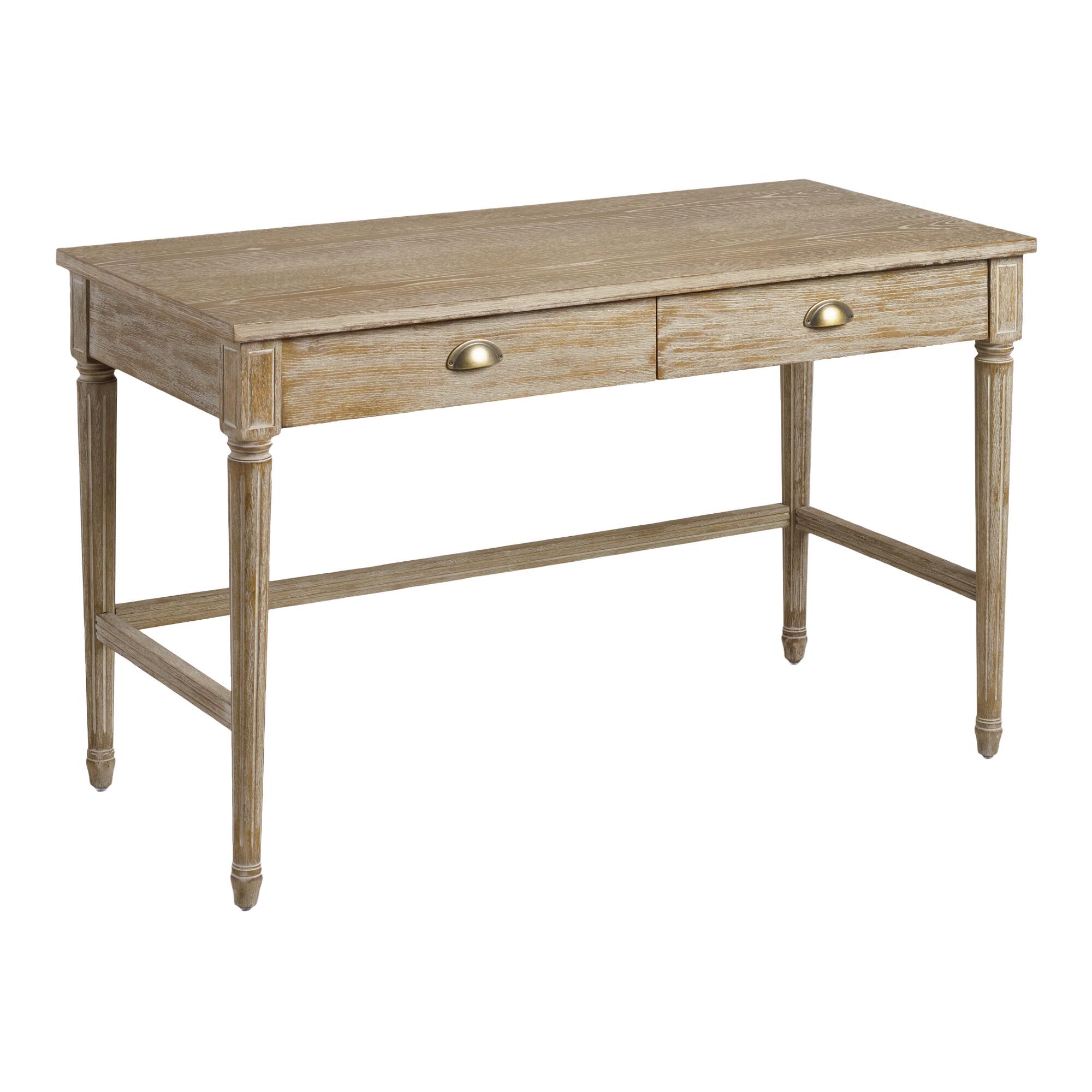 Distressed Oak Wood Paige Desk with Drawers by World Market