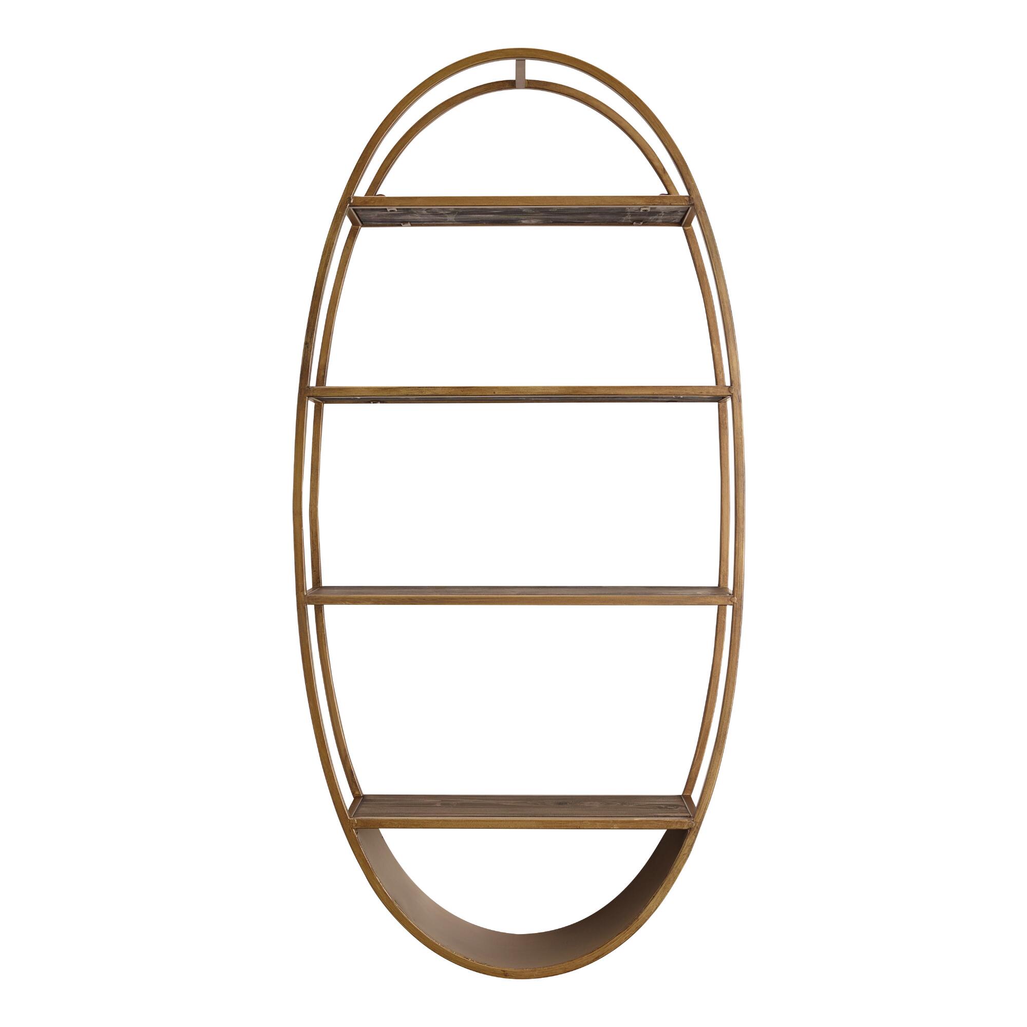Oval Wood and Metal Wall Shelf: Metallic by World Market