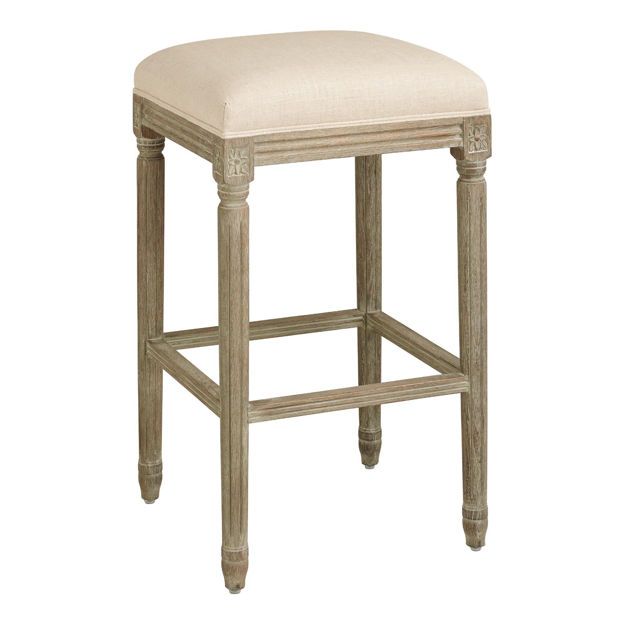 Backless Paige Upholstered Barstool: Gray - Fabric by World Market