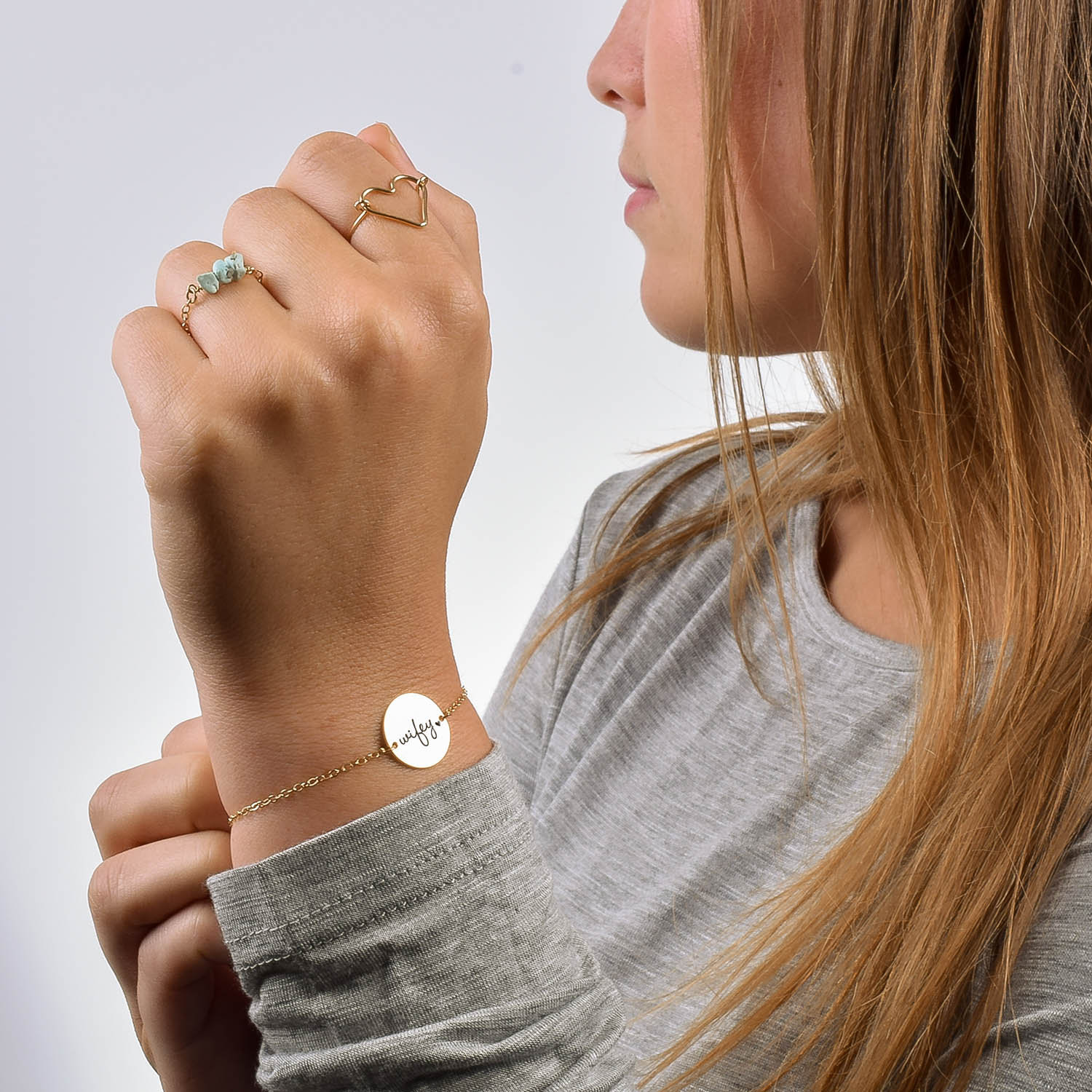 Wifey Bracelet, Circle Gold Gift, Gift For Wife, Idea Jewelry