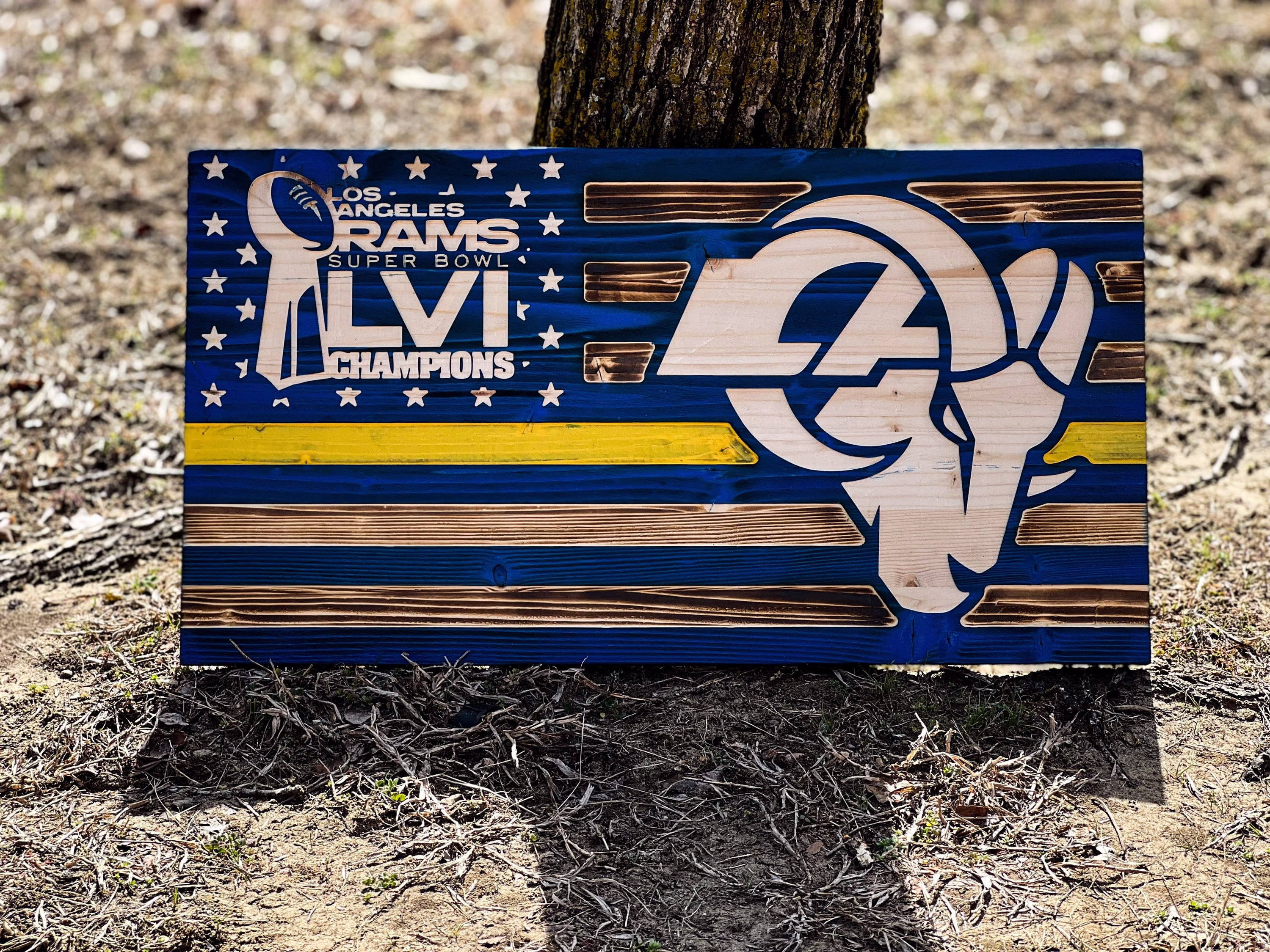 La Rams Wood Flag, Wooden Los Angeles American Gift For Him, Father's Day Gift, 2022 Super Bowl Lvi
