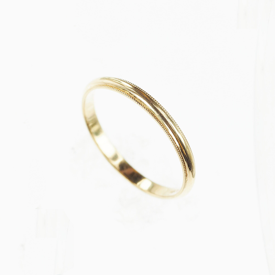 Vintage 1950's 14K Yellow Gold 2mm Milgrain Edge Band "Artcarved"