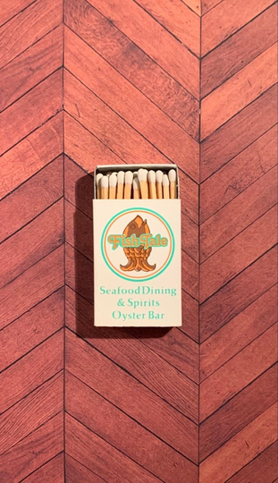 Vintage Matchbook, Fish Tale, Seafood, Restaurant, Long Beach, California, Matchbox, with Wooden Match Sticks, Free Ship in Usa