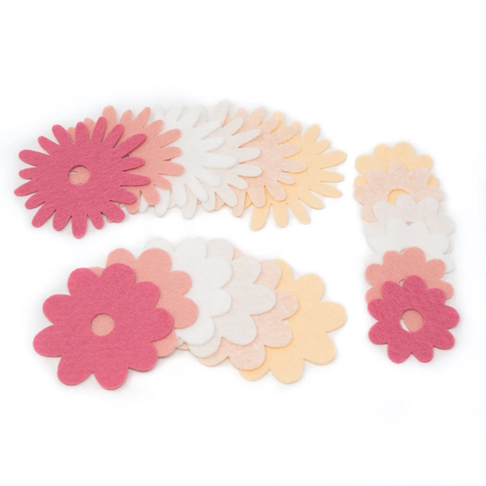 36 Abby Wool Blend Felt Die Cut Applique Flowers - Rosey Cheek Colors