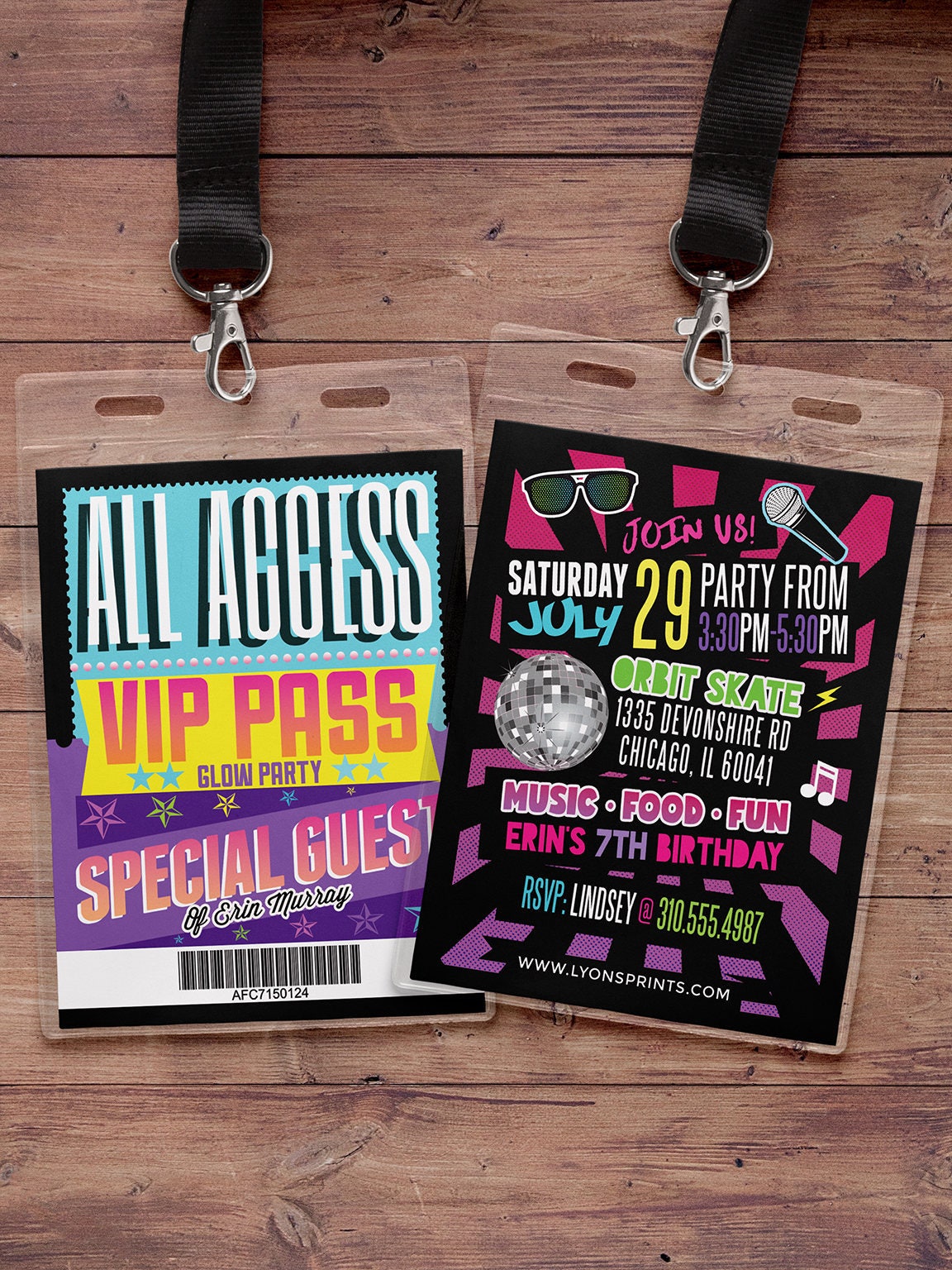 Hip Hop, Retro, Neon, Vip Pass, Backstage Pass, Vip Invitation, Birthday Pop Star, Bridal Shower Invite, Rock Star Birthday