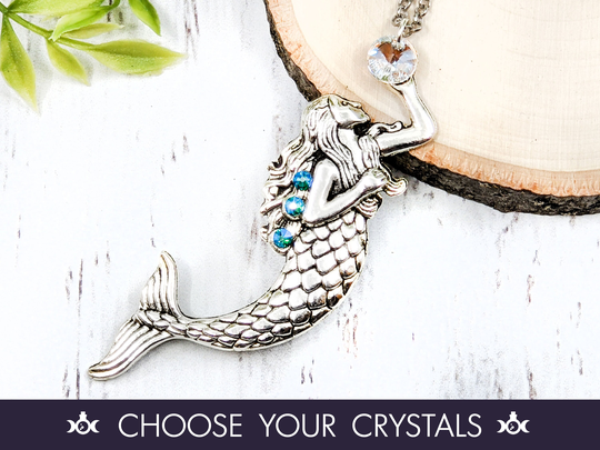 Mermaid Necklace Goddess Wiccan Jewelry, Pagan Jewelry Pendant Witchy Wicca Gift, Siren Sea Witch