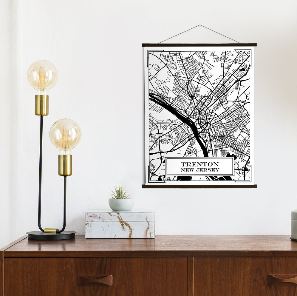 Trenton New Jersey Street Map | Hanging Canvas Of Printed Marketplace