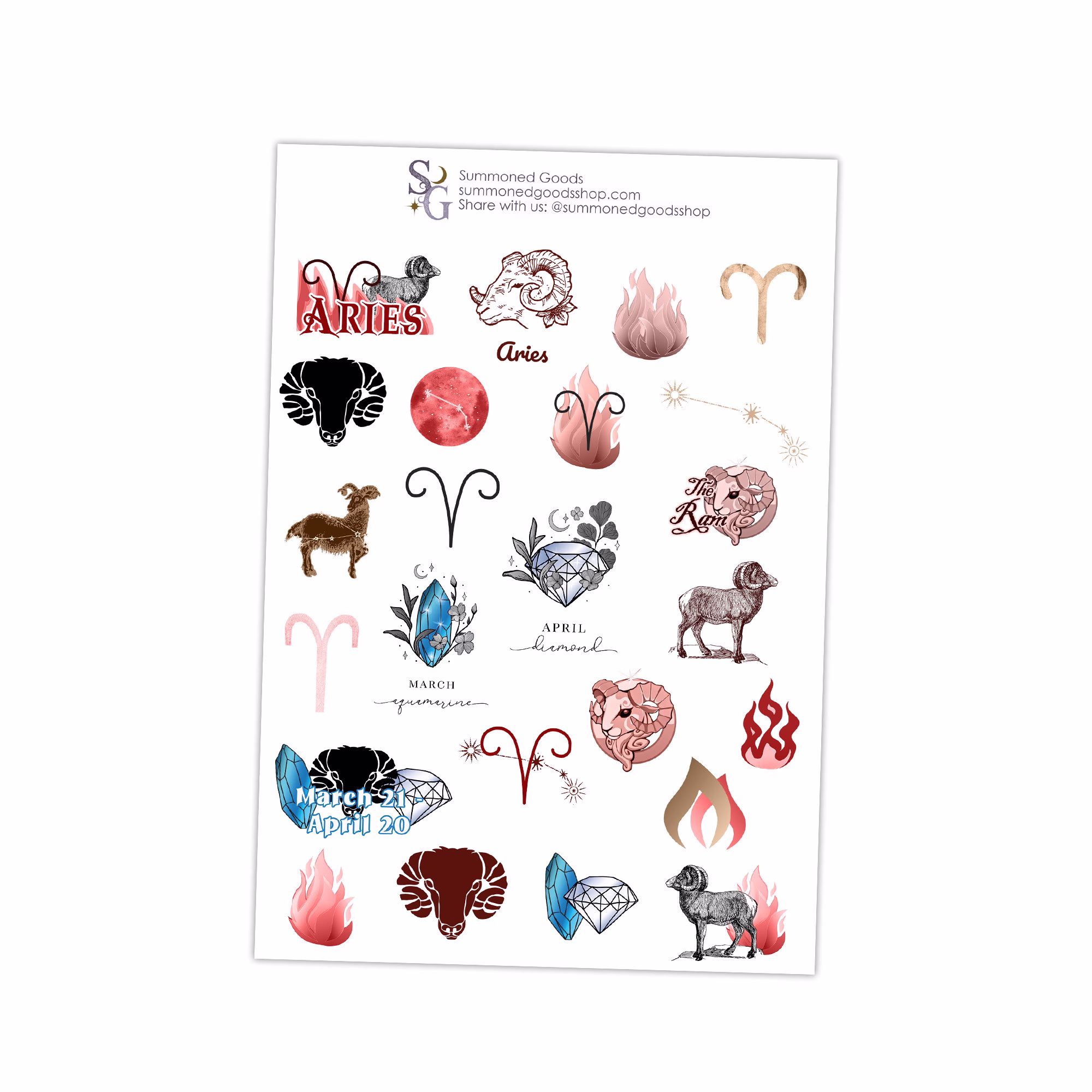 Printed Aries ~ Printed Stickers