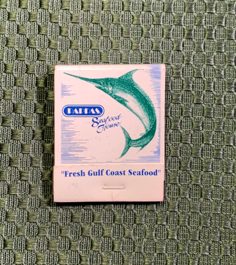 Vintage Matchbook, Pappas, Seafood, Oyster Bar, Restaurant, Houston, Texas, with 20 Match Sticks, Free Ship in Usa
