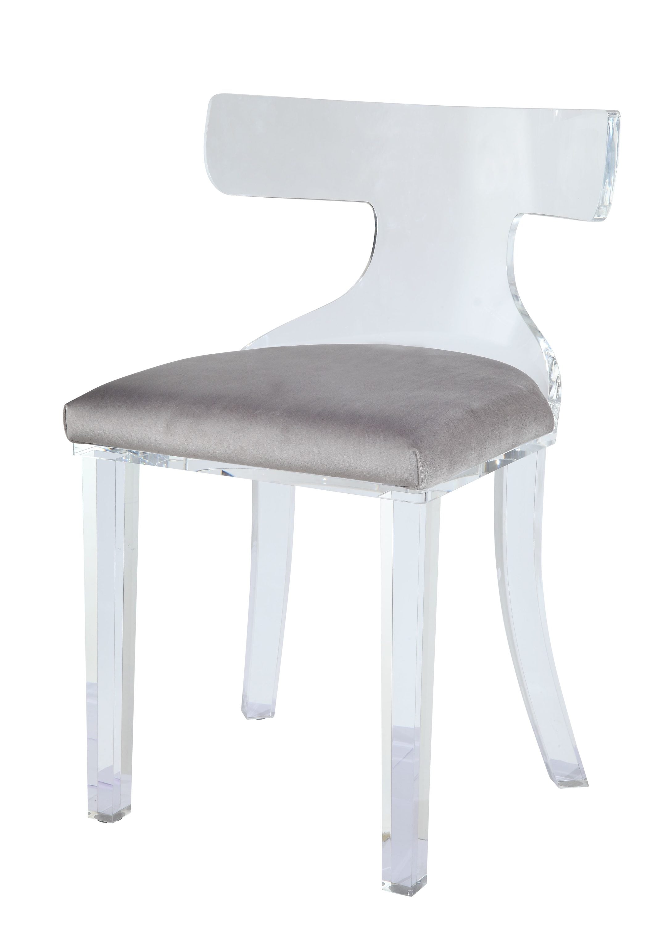 HomeRoots Amelia Modern Gray Velvet Blend Accent Chair in Clear | 318880