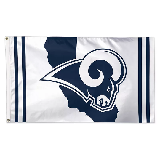 WinCraft Los Angeles Rams 3' x 5' Deluxe State Shape Design Single-Sided Flag, Multicolor