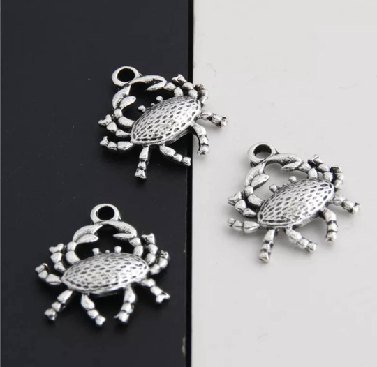 6 Small Crab Charms Beach Seafood Findings Jewelry Supplies 18x16mm