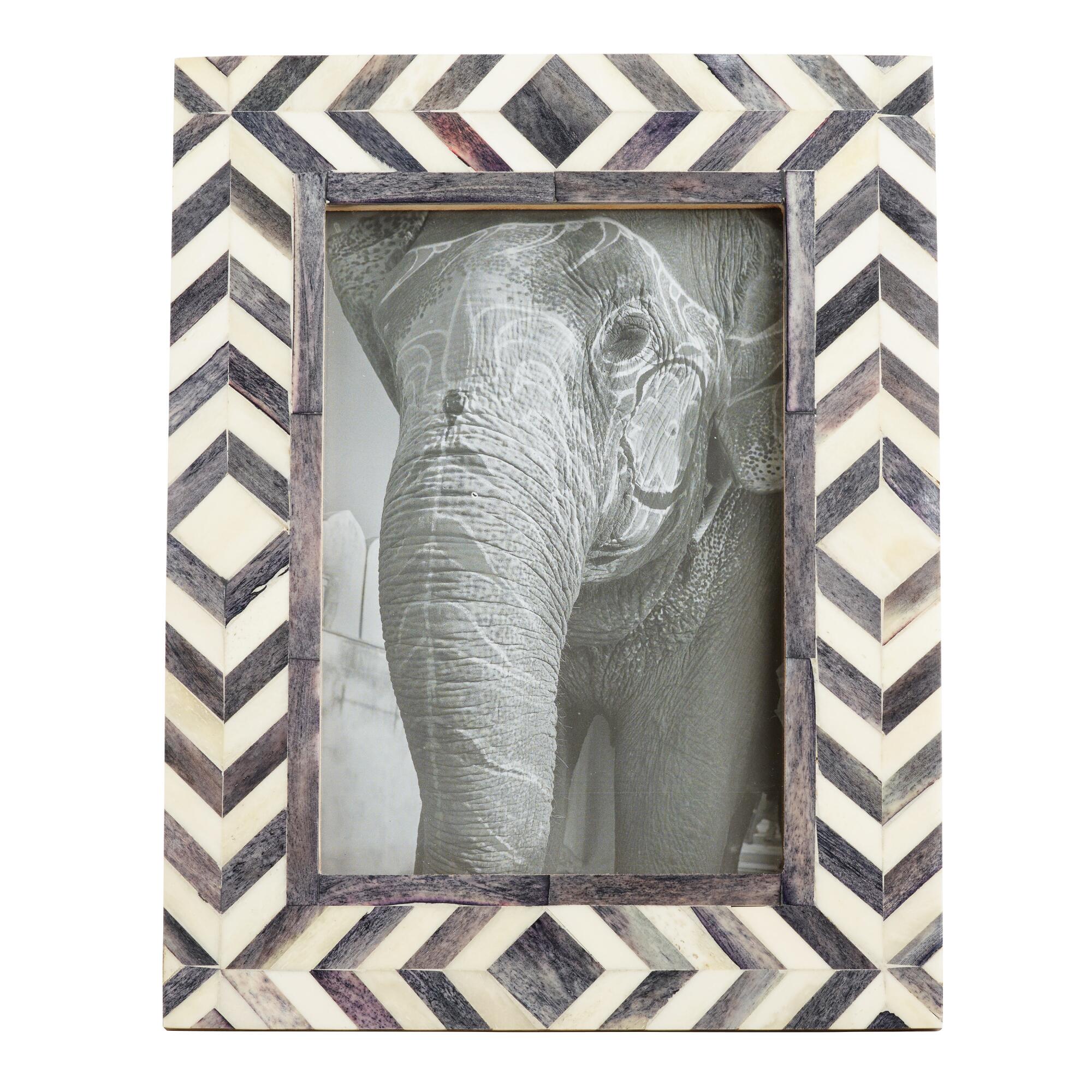 Gray and Natural Bone Chevron London Frame: Gray/Natural by World Market