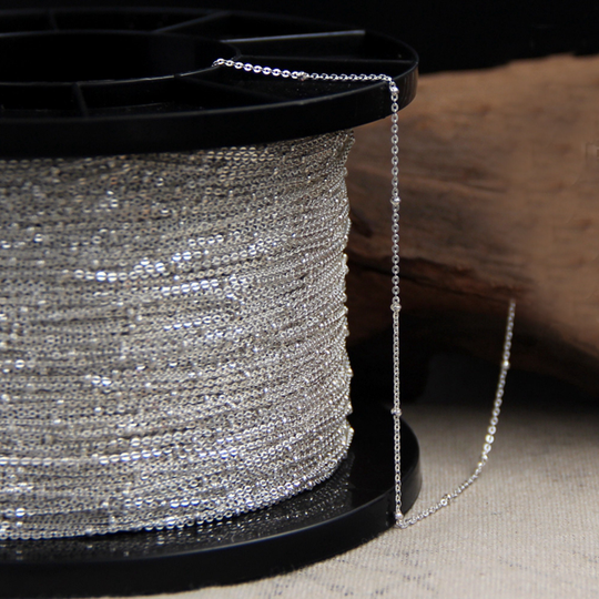 39" Sterling Silver Ball Chain, S925 Chain For Jewelry Making Supplies, Unfinished Necklace Bracelet