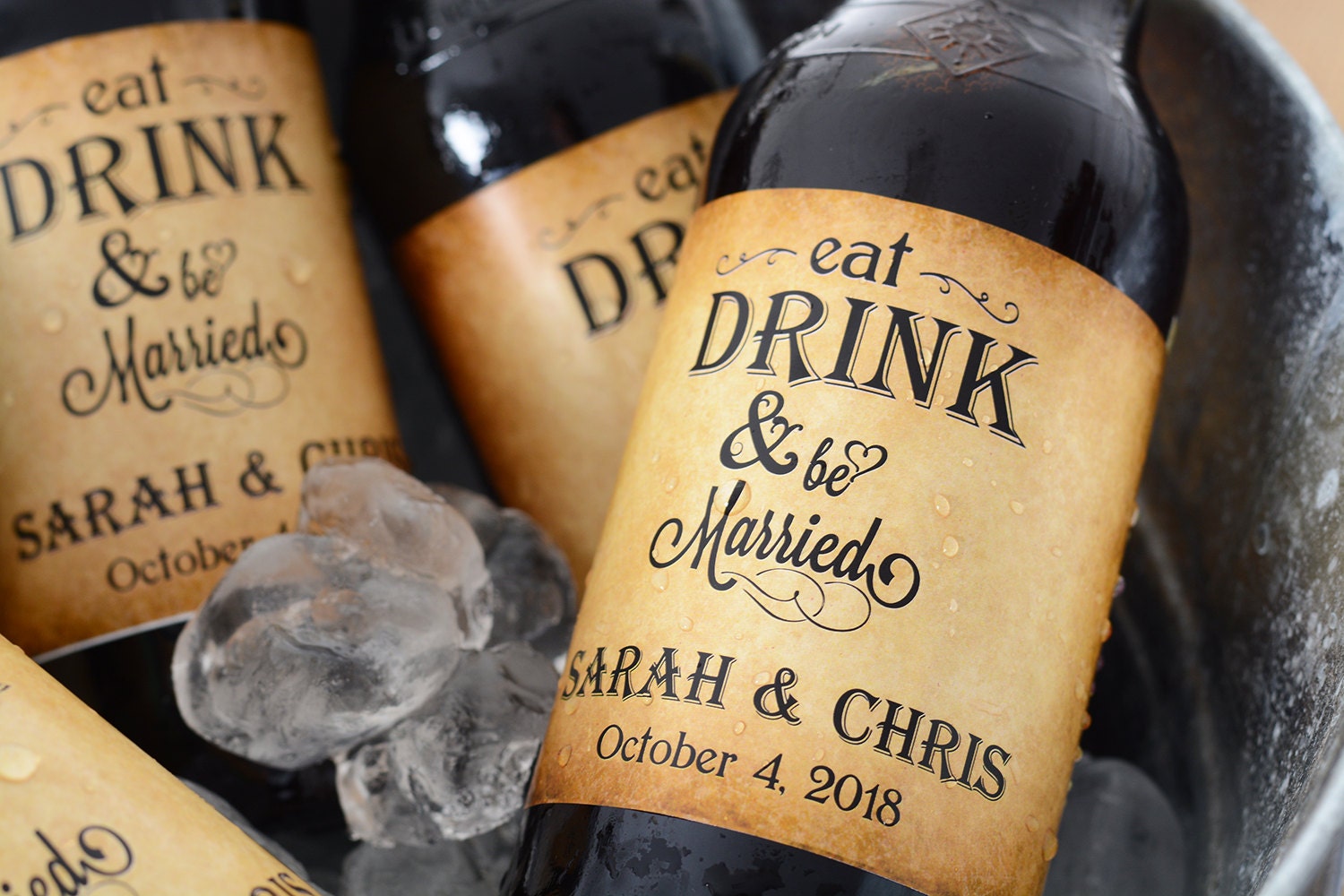 Vintage Rustic Wedding Beer Labels - Custom Beer/Wine Bottle 100% Waterproof & Adhesive Backed
