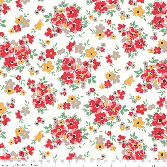 Floral - Cook Book Fabric Collection By Lori Holt For Riley Blake Designs C11751 Cayenne 1/2 Yard