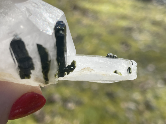 Epidote in Quartz, Raw Epidote, Quartz With Pakistan & Qep6/24, Crystal Point