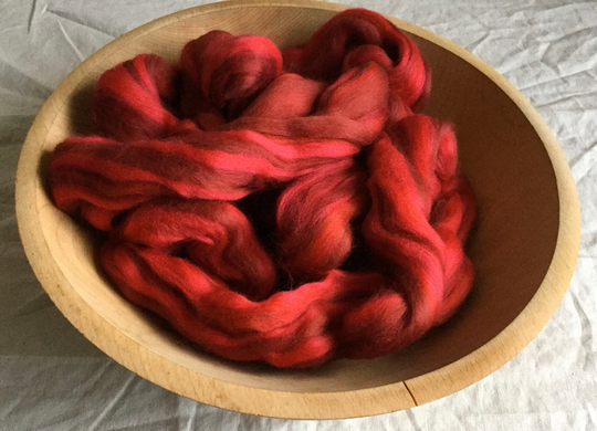 4 Oz Merino Wool Swirlywhirly Combed Top Passion Reds