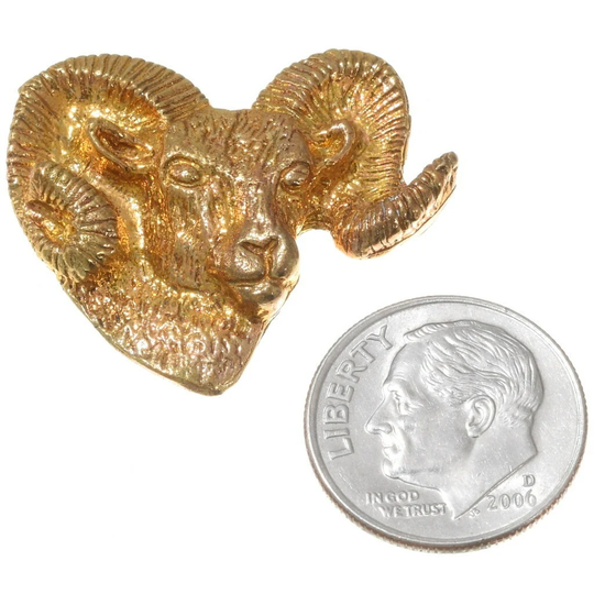 Big Horn Sheep Jewelry Part Yellow Brass 1-1/8" Wide 6106