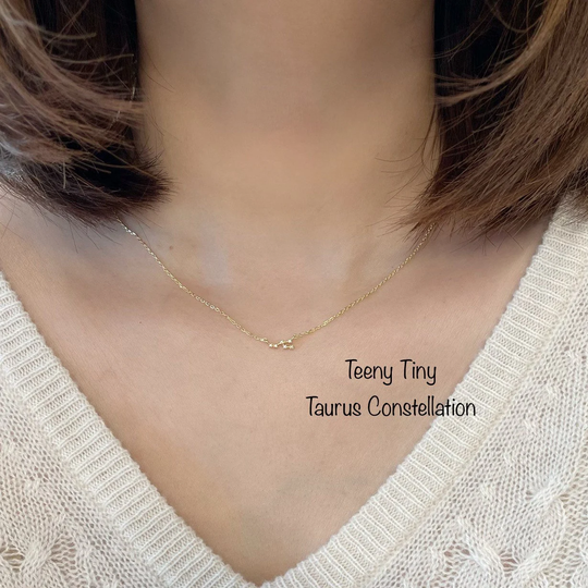Teeny Tiny Taurus Necklace, Constellation Sterling Silver Zodiac Jewelry, March Birthday Gift, April Celestial