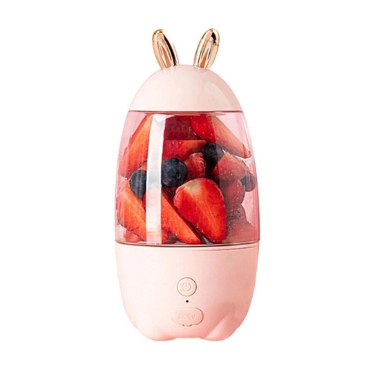Lovely Rabbit Household Portable USB Rechargeable Juicer Cup Fruit Blender Mixer Portable Mini Size Multifunctional Fruit Juicer - Pink