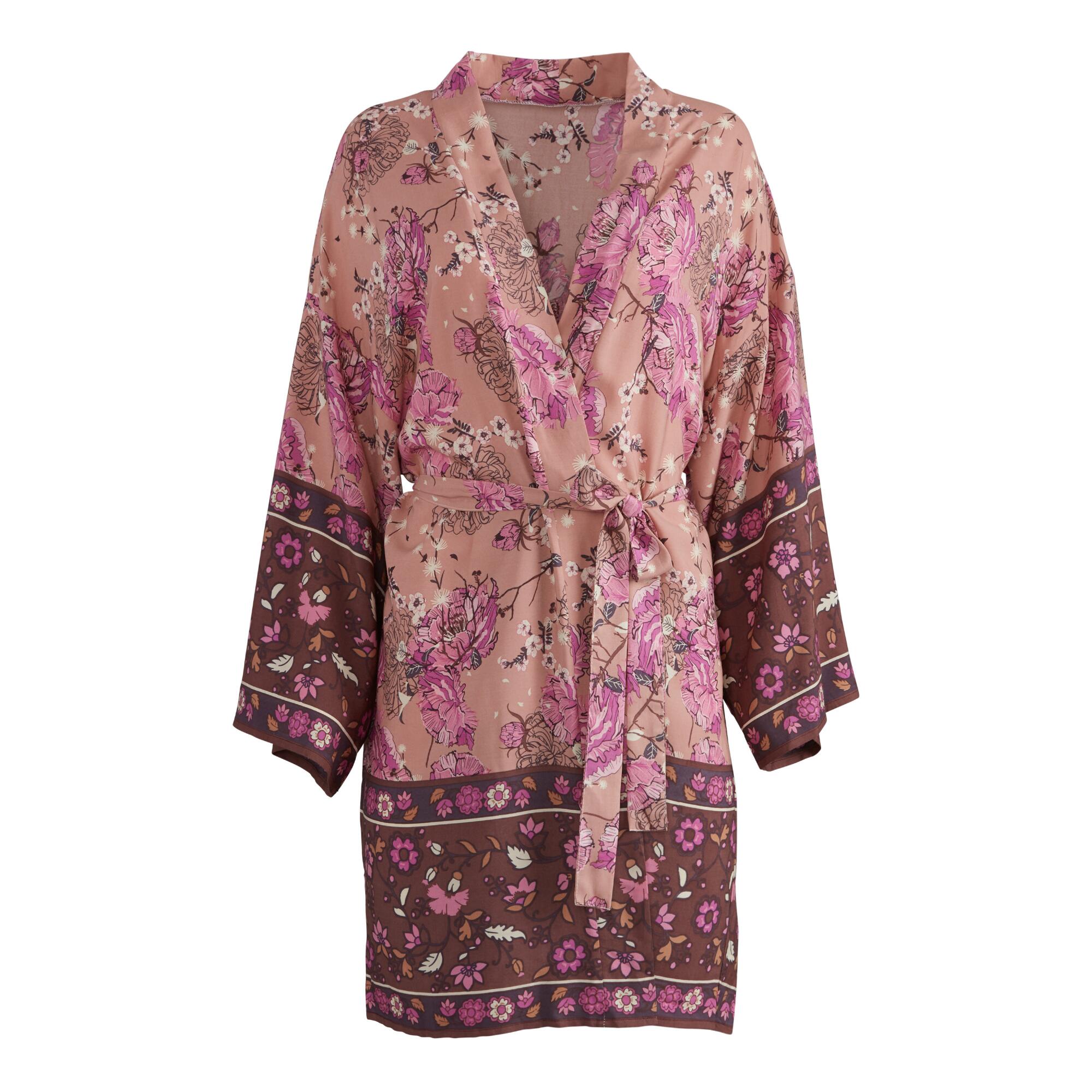 Pink Floral Silky Robe by World Market