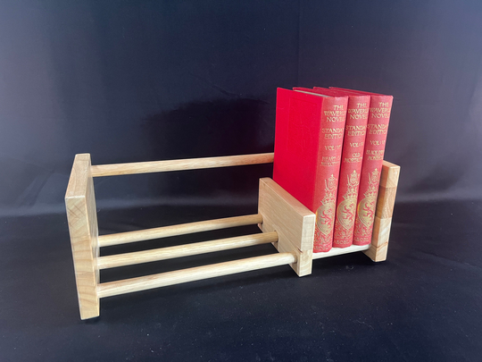 Solid Wood Book Shelf With Adjustable Sliding Bar, Cook Rack, Desktop Shelf, Organizer, Natural Wood, 15-1/4" X 6-1/2"