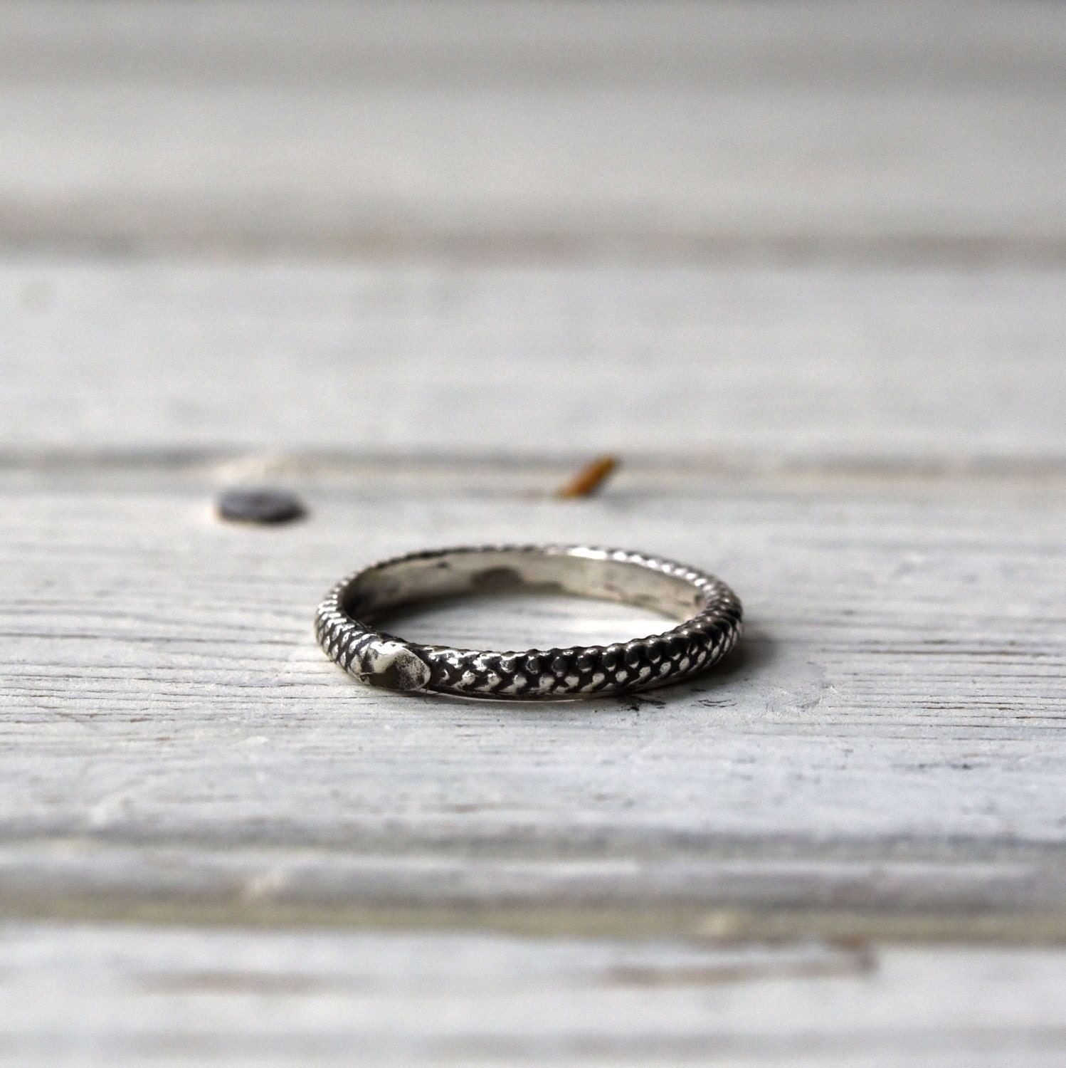 Ouroboros Ring, Sterling Silver 14K Gold Vintage Style Engagement Ring By Peg & Awl | Dorian Atn
