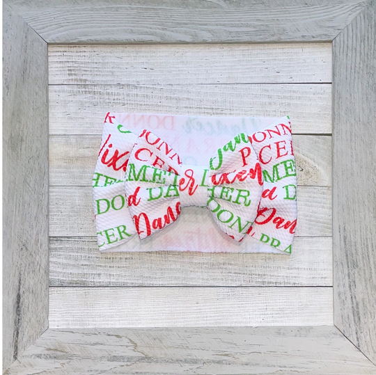 Christmas/Reindeer/Rudolph/Donner/Prancer/Skirt/Bummies/Liverpool/Textured/Baby/Headwraps/Large Bow/Headband
